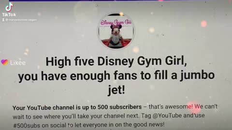 Disney gym girl congratulations on your first jumbo jet of epic subscribers #StayEpic