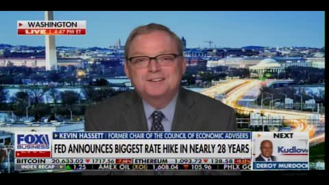 Economist Kevin Hassett: Fed Will Likely Increase Interest Rates .75 Points a Month til 2023