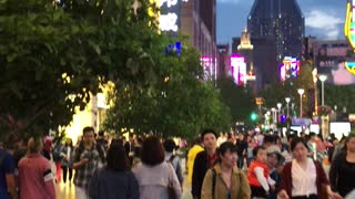 Walking through downtown Shanghai
