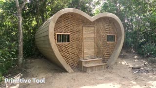 Building Loving House in Deep forest with Primitive Skill