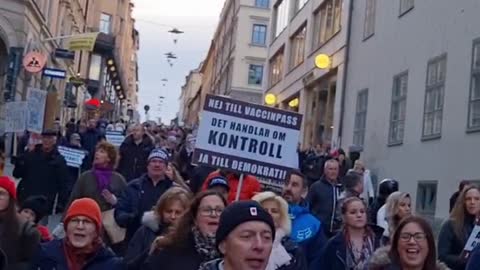 Stockholm, Sweden is protesting vaccine passport!