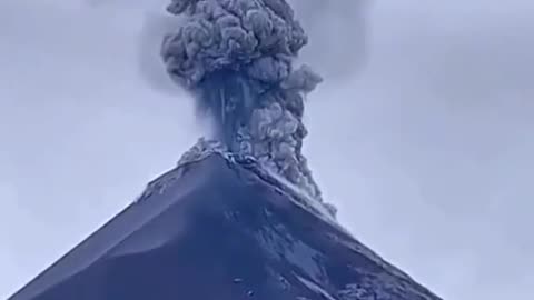 A scene of a lightning strike on volcano eruption