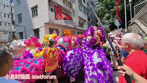 蓮花佛堂。香港仔恭賀觀音寶誕 金龍醒獅巡遊（2）八獅採青