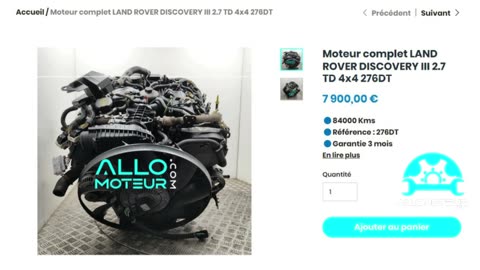 ALLOMOTEUR.COM - Moteur complet LAND ROVER DISCOVERY III 2.7 TD 4x4 276DT