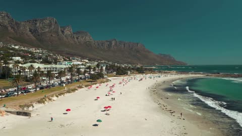 Drone captured Breathtaking footage of lively Beach