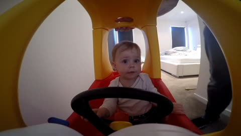 GoPro captures toddler's epic car drift through kitchen