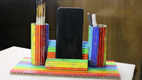 поделки | Toilet roll pencil stand | pen holder with tissue paper rolls
