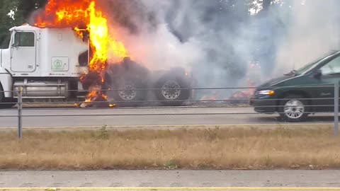 Hay Semi Fire Hwy 99 Southbound Surrey B.C. Part 2