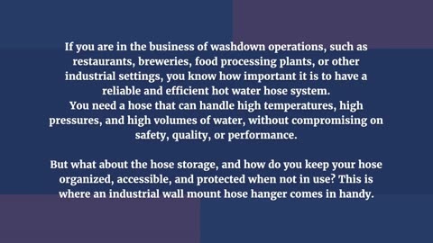 Industrial Wall Mount Hose Hangers: The Ultimate Solution for Your Washdown Operations