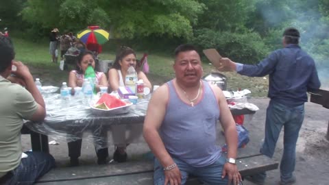 Luodong Briefly Massages Large Mexican Man At The Picnic