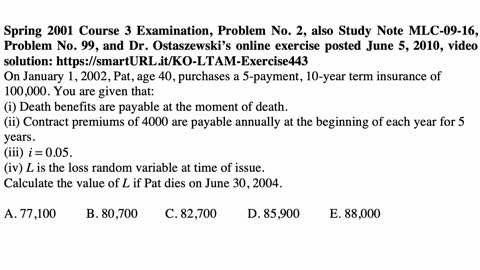 Exam LTAM exercise for October 12, 2021