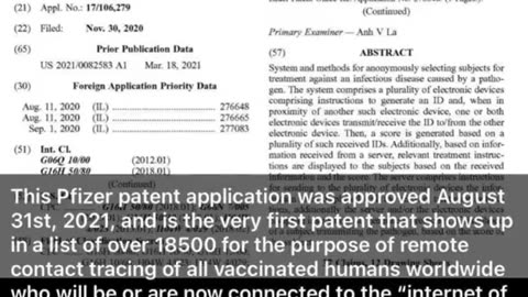 Pfizer took out a patent of remote contact tracing of all vaccinated individuals worldwide