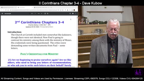 II Corinthians Chapter 3-4 - Dave Kubow - 12-17-23