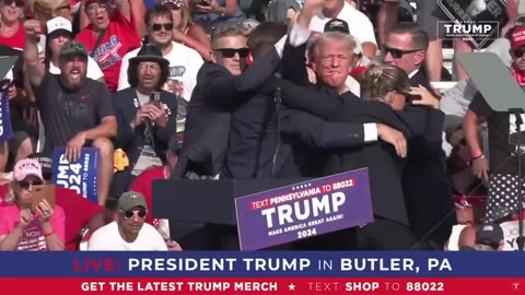 PRAY: CAN’T HOLD HIM DOWN!!!! Trump fist pumps the crowd after being shot.