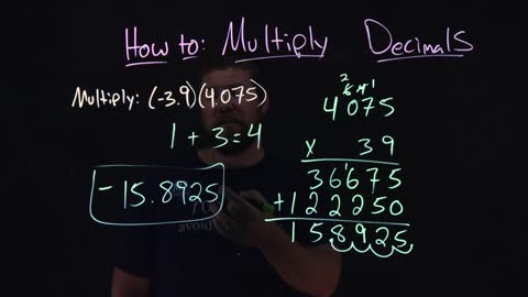 How to Multiply Decimals | (-3.9)(4.075) | Minute Math