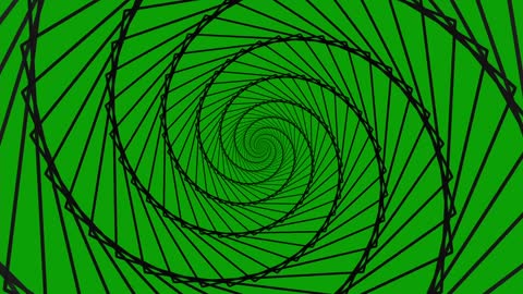 White tunnel animation on green background.