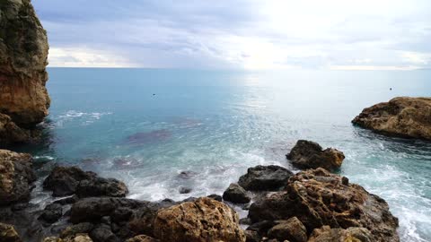 Beautiful beach on the rocks.