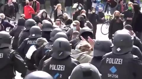 May 24 2020 Hamburg, Germany 1.1 police use water cannons to disperse a violent antifa