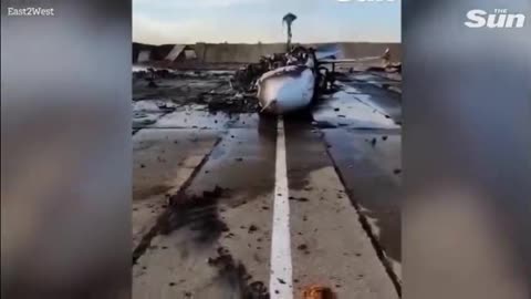 ‘Carnage at Crimean airbase including a blitzed Putin Su 24M attack warplane'