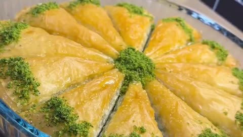 Baklava with pistachios is one of the best Ramadan desserts 🌙😍-Morocco