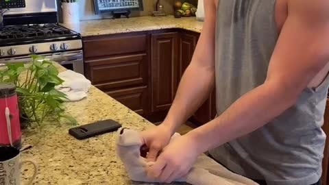 Guy Has a Special Way of Folding Towels