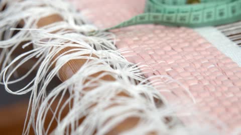 Close up of Tapestry on a Loom