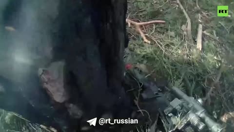 First-person combat in the forests near Kremennaya.