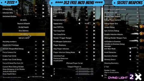 DYING LIGHT 2 MOD MENU { SECRET WEAPONS ) DOWNLOAD