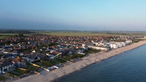 Summer evening flight over Bracklesham Bay, West Sussex, UK.