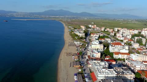 Drone view of Peraia, Thessaloniki, Greece May 7, 2022