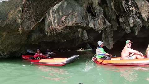 Amazing kayaking tour through the caves in Phang Nga bay, Phuket, Thailand