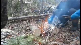 Cooking Bologna & Beans Over a Open Fire