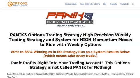 Introducing PANIK3 Options Trading Strategy High Precision Weekly Trading Strategy and System