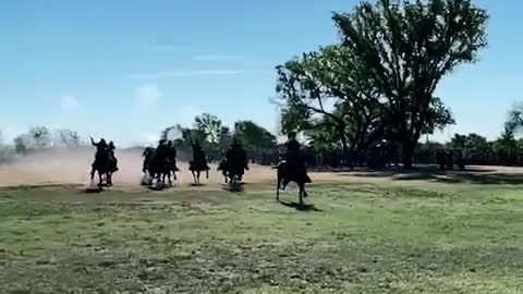 Military choppers & horse cavalry