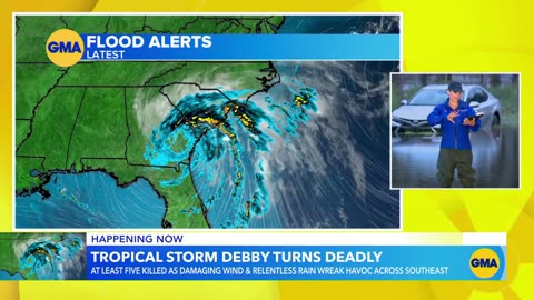 Catastrophic flooding threatens Georgia, South Carolina as Debby slowly moves north