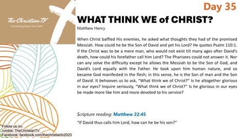 #035 Daily Devotions I What Think We of Christ? I TheChristianTV