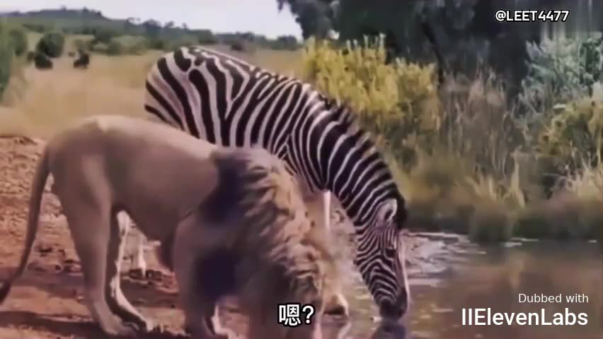 Animal World Funny English Voiceover Lion and zebra sharing a drink What are they plotting in secret