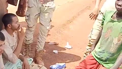 African Kids Dancing with Egyptian Army Soldiers