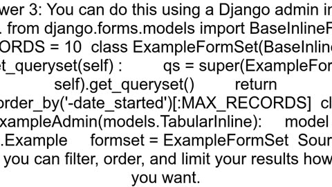 how to limit django admin inline formsets