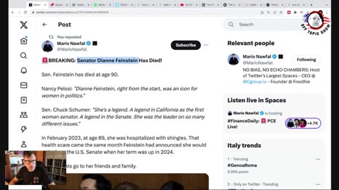 🚨BREAKING: Senator Dianne Feinstein Has Died!