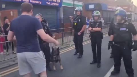 Bork Bork Nom Nom in Sandford UK. Police dog suspended.