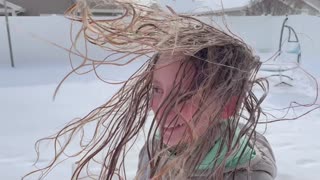 Daughter's Hair Frozen In Frigid Temperatures