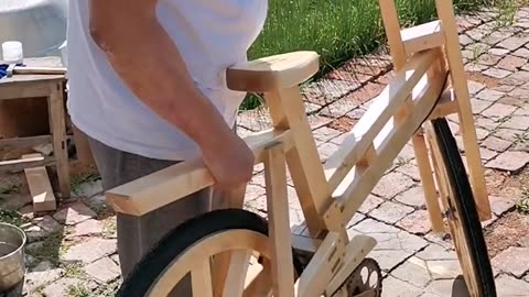 World popular carpenter made wooden bicycle