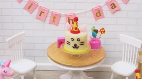Making cake for cat birthday