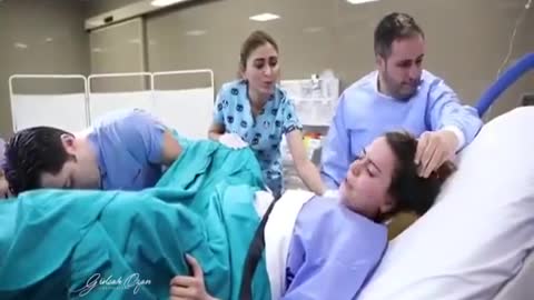 Emotional father seeing his son's birth