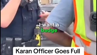 Karen police officer harasses construction workers