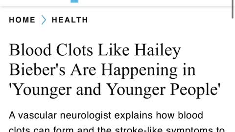 clot-shot dystopia: now blood clots like Hailey Bieber's and strokes are being normalized
