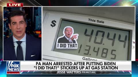 A man in Pennsylvania was arrested for putting stickers of Biden on gas pumps