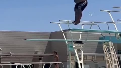 Fat Guy Doing Flips In Swimming Pool