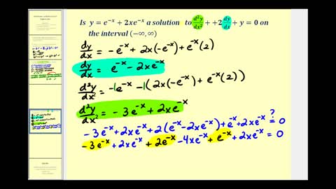 Verifying Solutions to Differential Equations, examples and explained